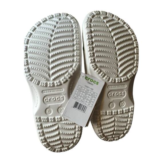 Crocs NEW White Classic Comfort Clogs With Croc Band Men’s 8 Women’s 10 - Picture 7 of 8